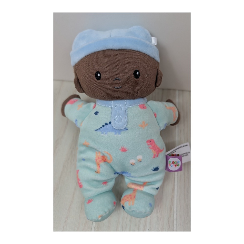 Giggle Scape Plush Baby Doll Blue Green Dinosaur Print PJ Sleeper AA Hispanic